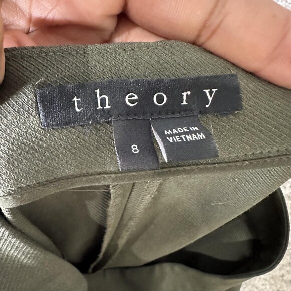 Theory Pants Womens 8 Green Wool Blend Slim Ankle Dress Trousers Work Office - Picture 6 of 7